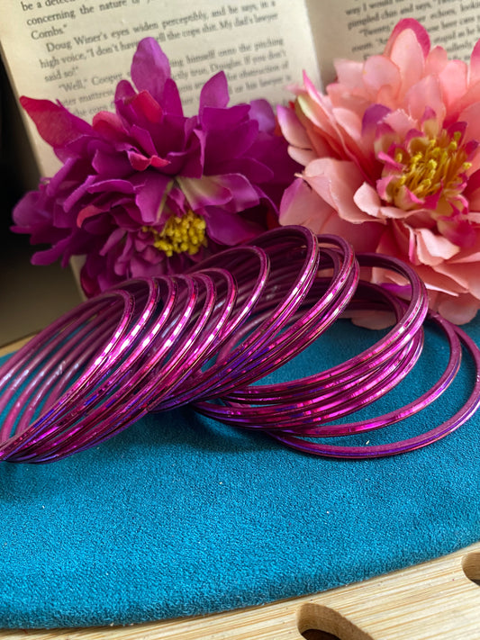 Magenta metallic bangles