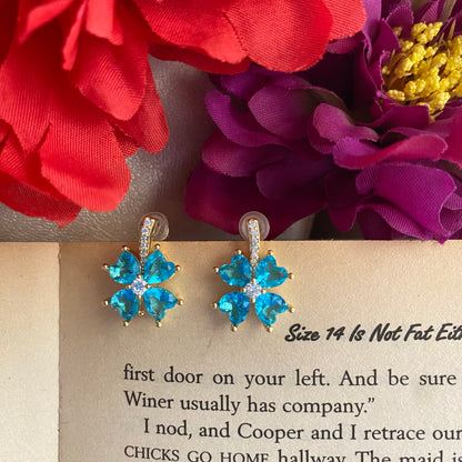 Aqua flower studs