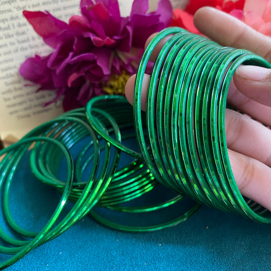 Green metallic bangles