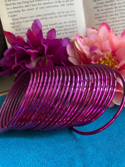 Magenta metallic bangles