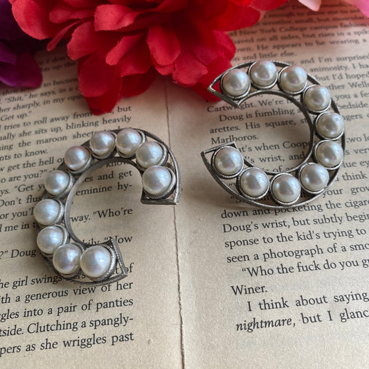 Half Circle Pearl studs