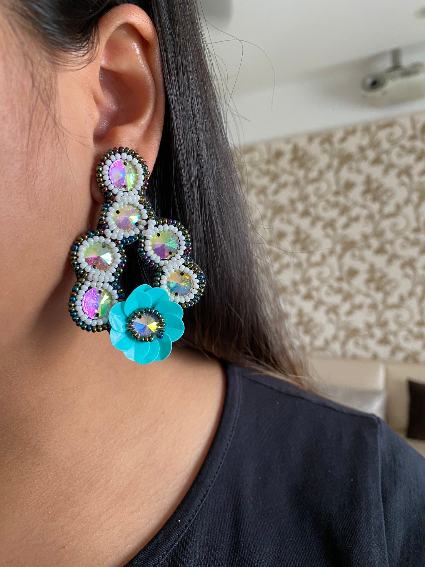 Multi Chrome Beaded earrings