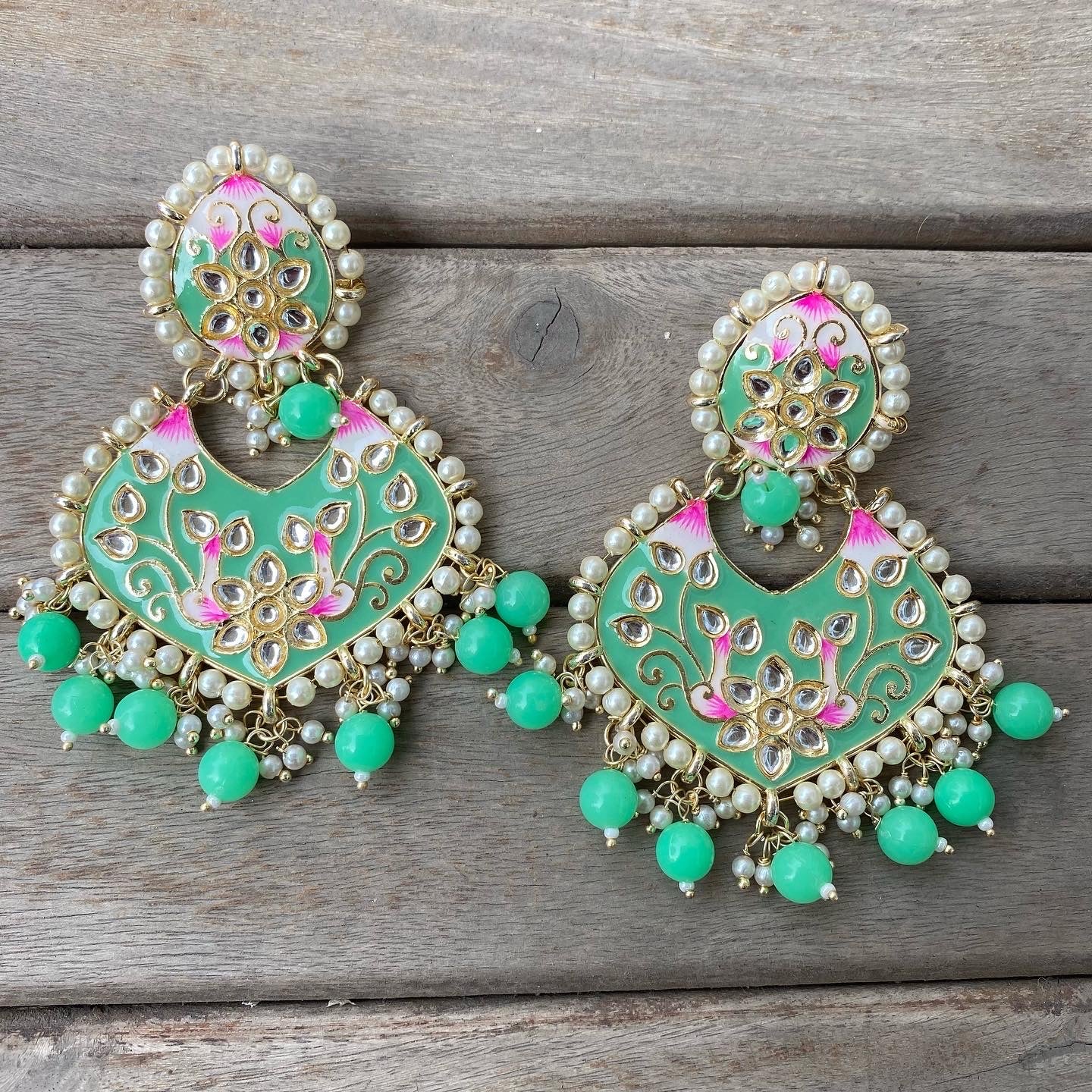 Meena Paan shaped Jhumkas