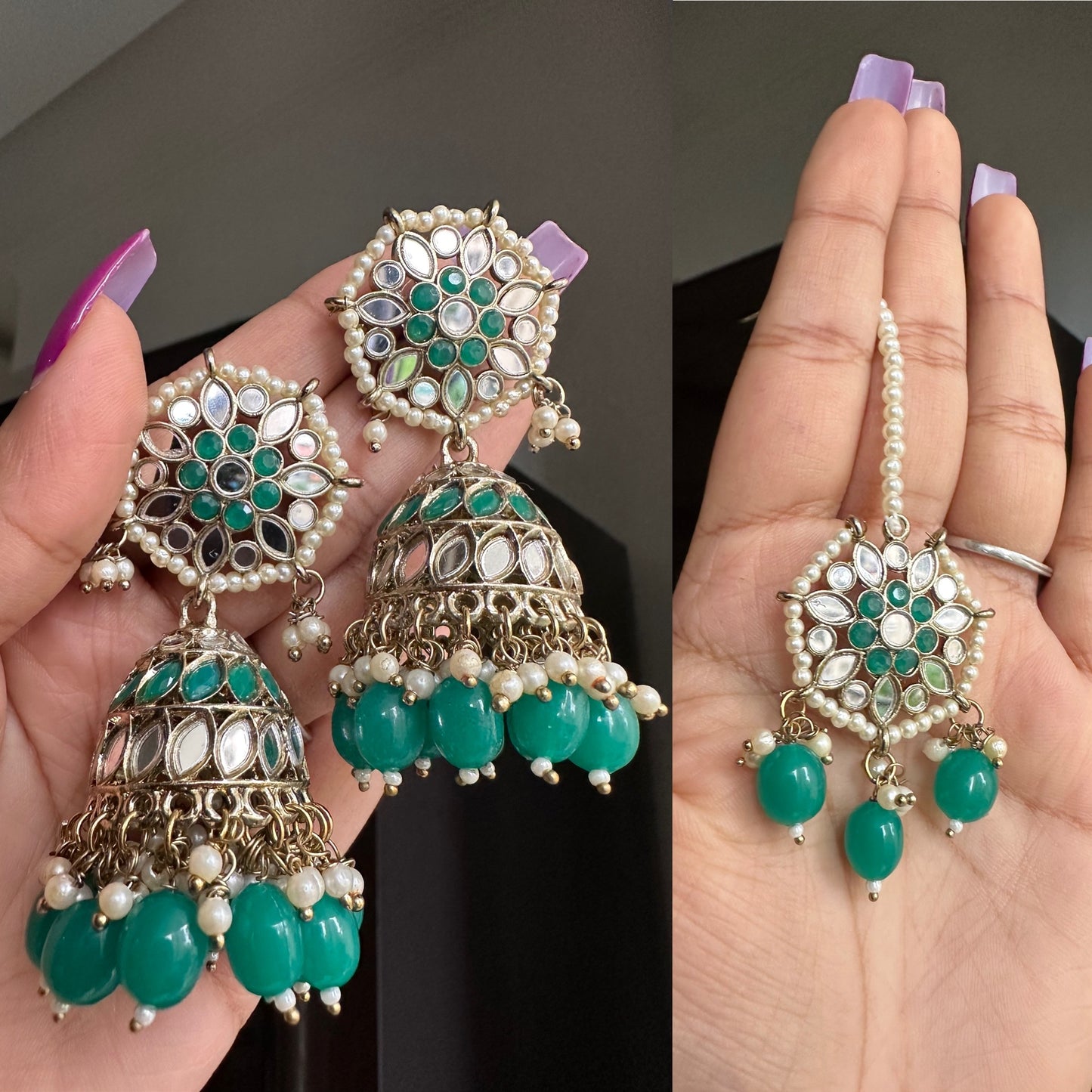 Mohini Jhumkas with Tika