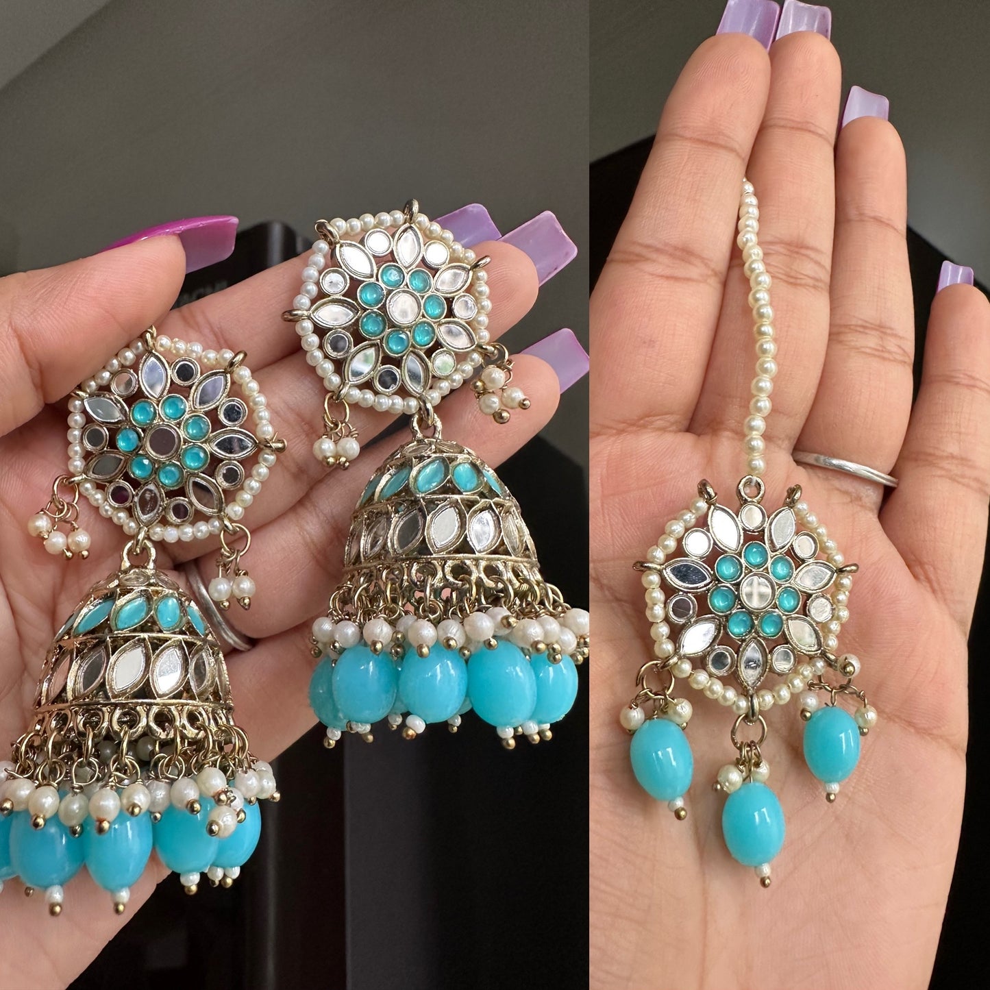 Mohini Jhumkas with Tika