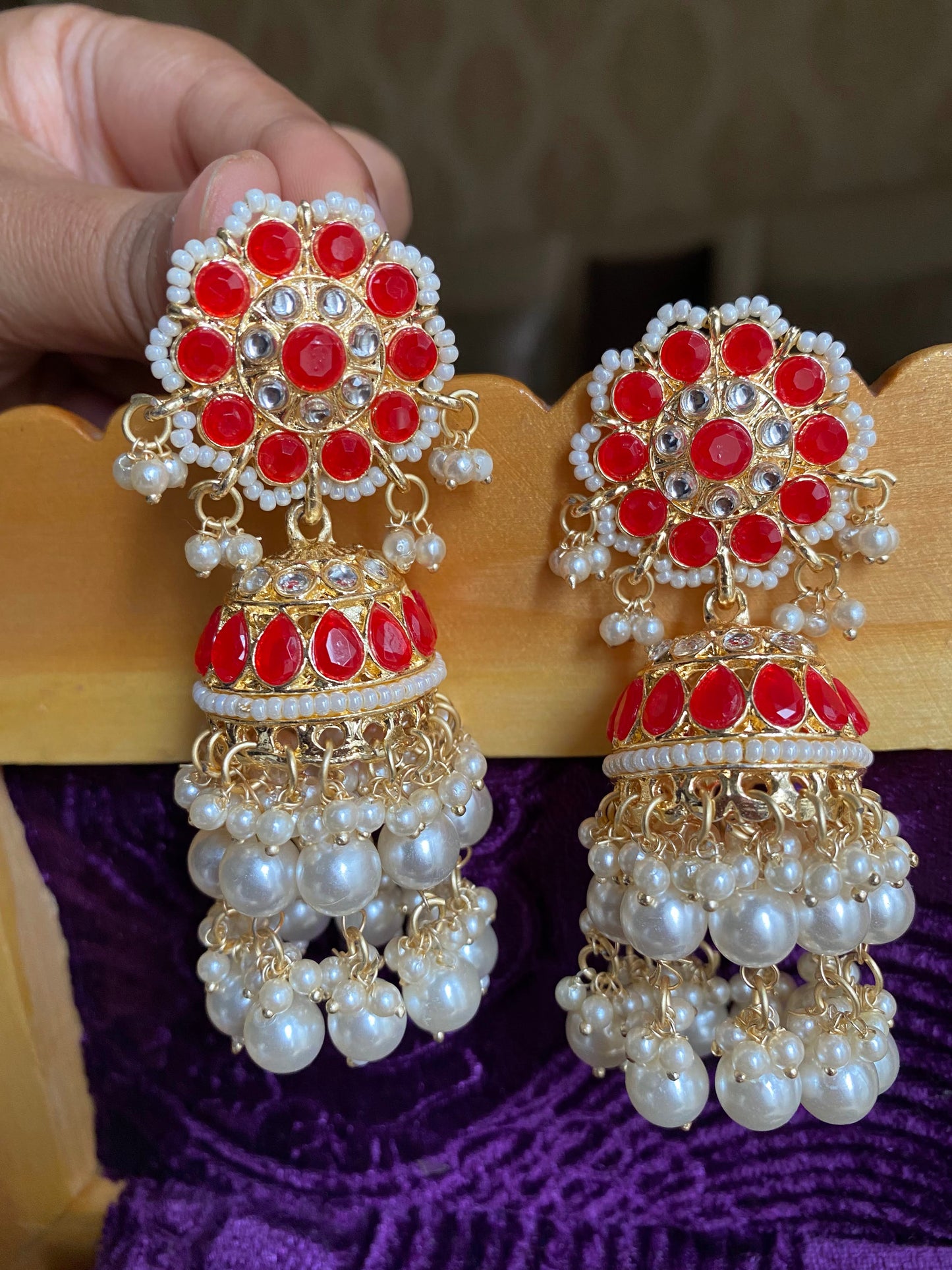 Dabbi work long earrings