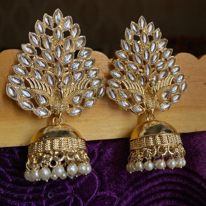 Gold peacock jhumkas