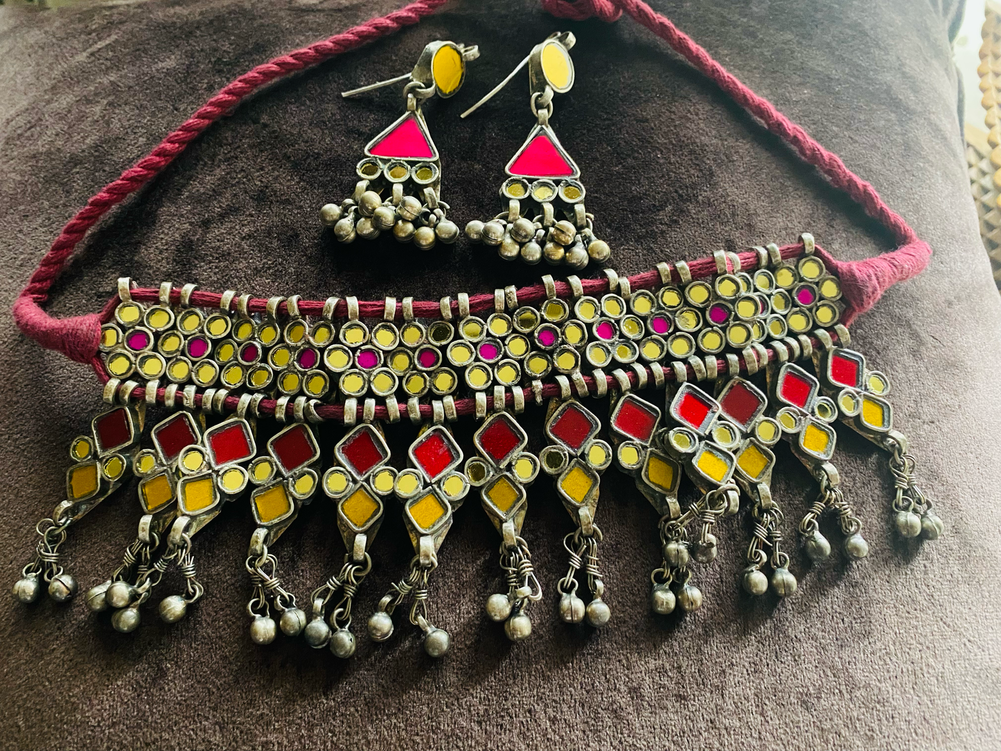 Red & Yellow Afghani choker