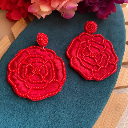 Rose Beaded Earrings