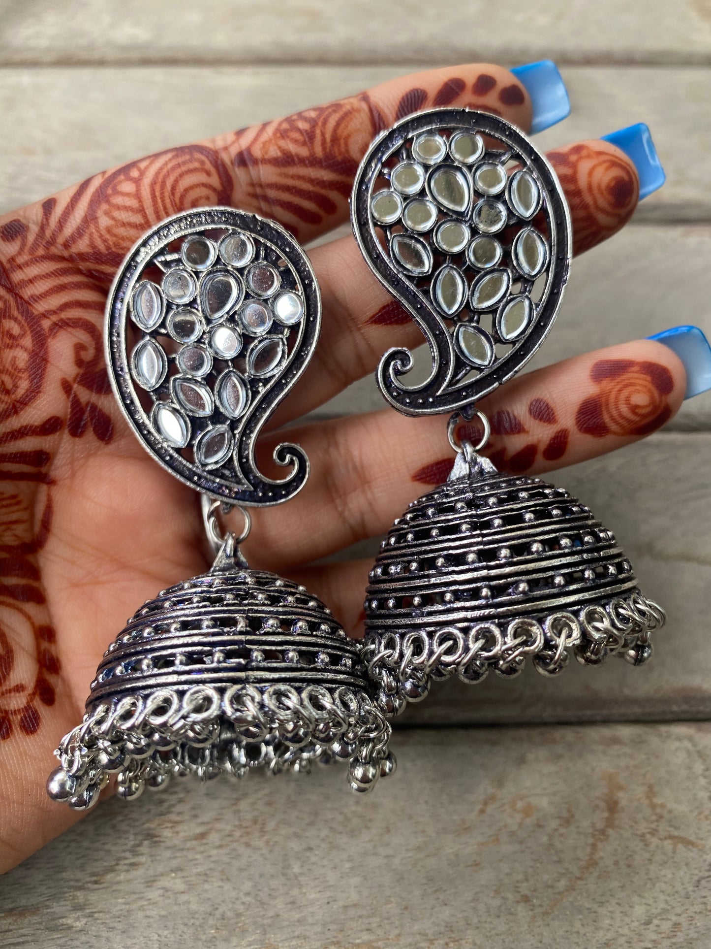 Drop Mirror Jhumkas