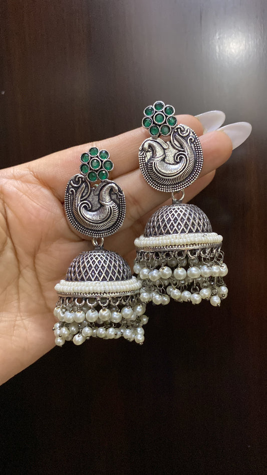 Brass Peacock Jhumkas