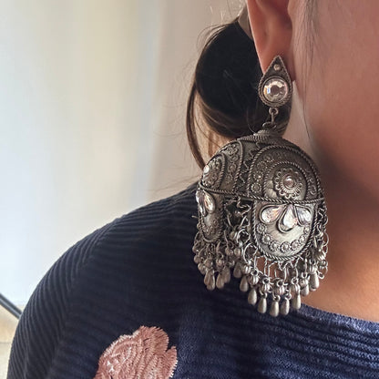 Huge oxidized jhumkas