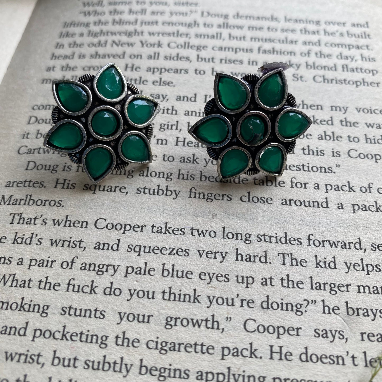 Emerald green studs