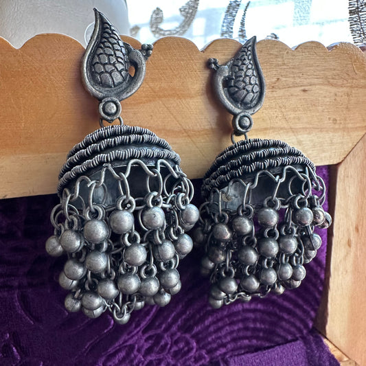 Ghunghroo Peacock Jhumkas