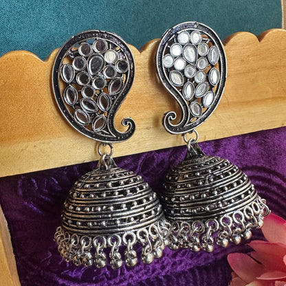 Drop Mirror Jhumkas