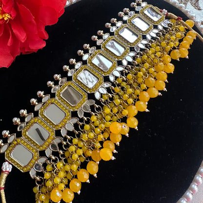 Roshni Mirror Choker ( yellow)