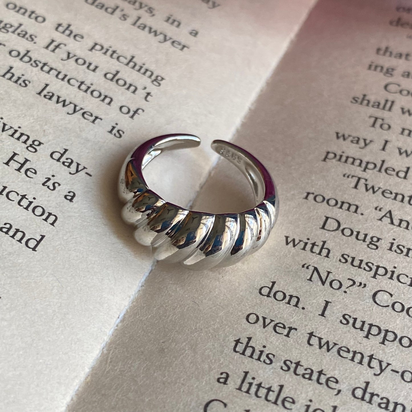 Silver croissant ring