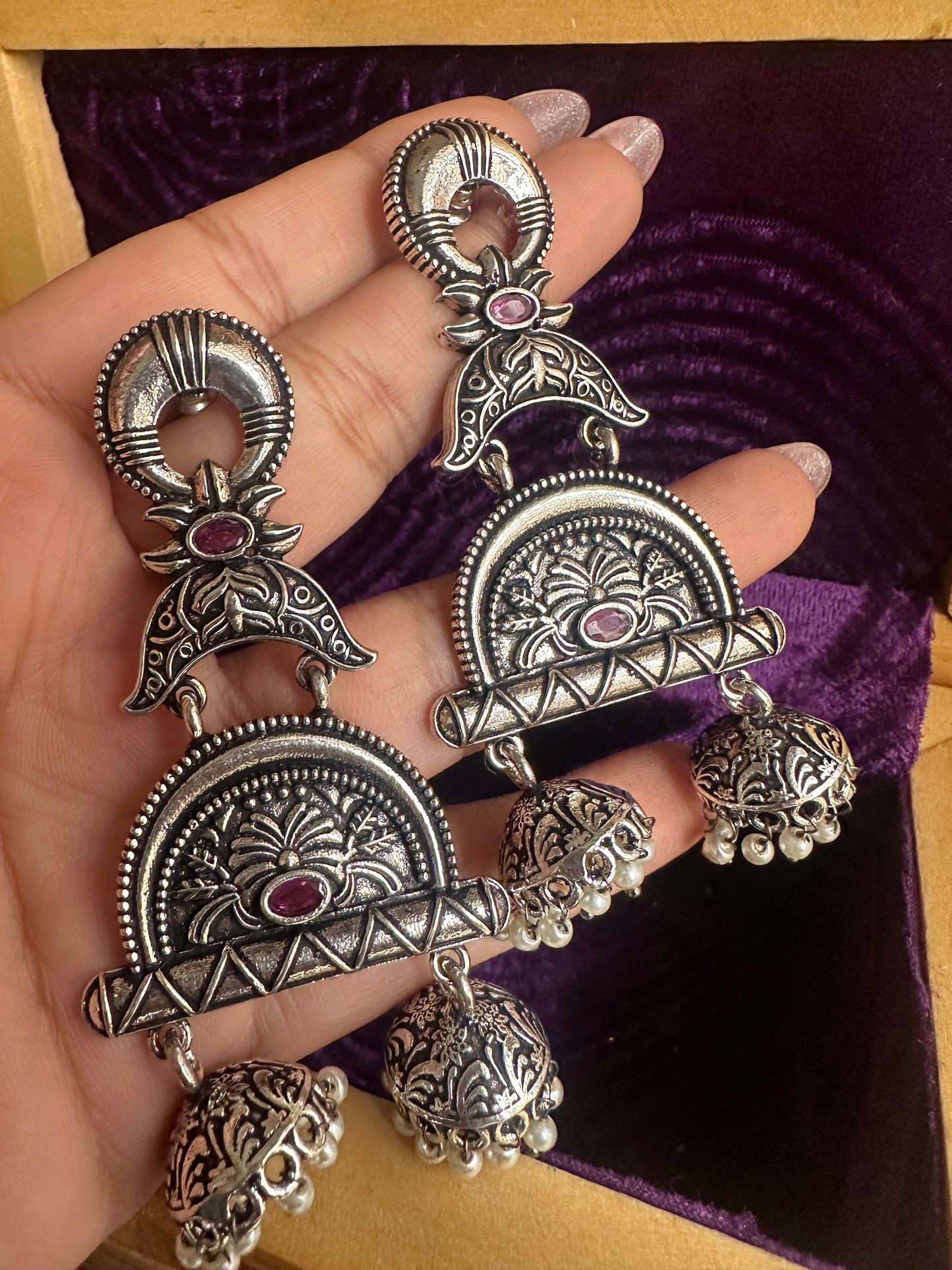 Shayari oxidized Jhumkas