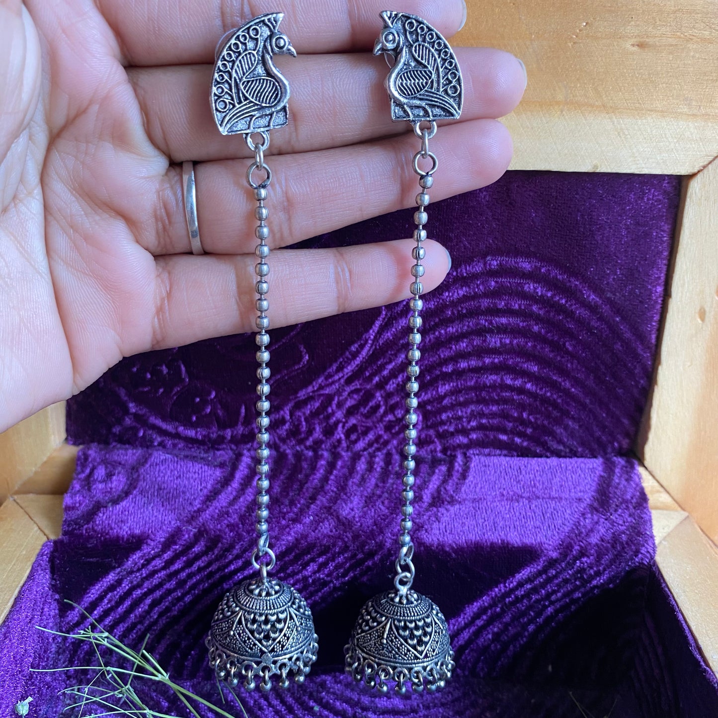 Long peacock jhumkas