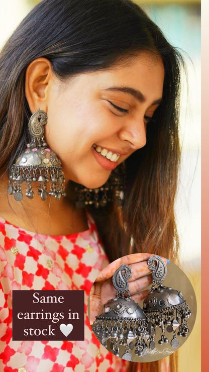 'Niti Taylor' oxidized jhumkas