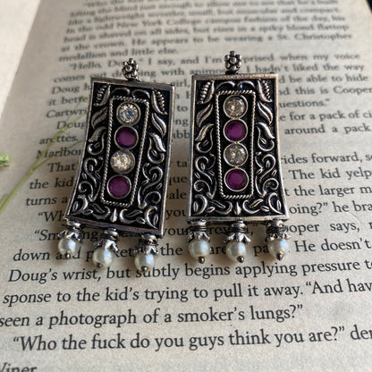 Rectangular oxidised studs