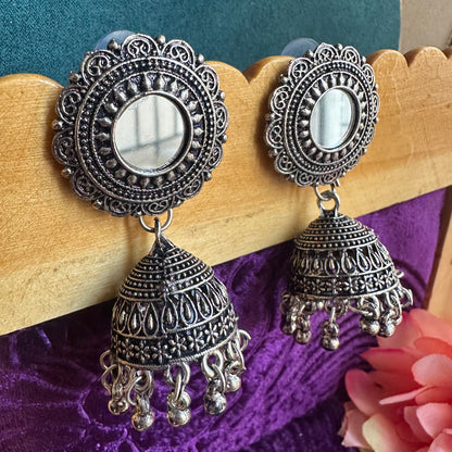 Round Mirror Jhumkas