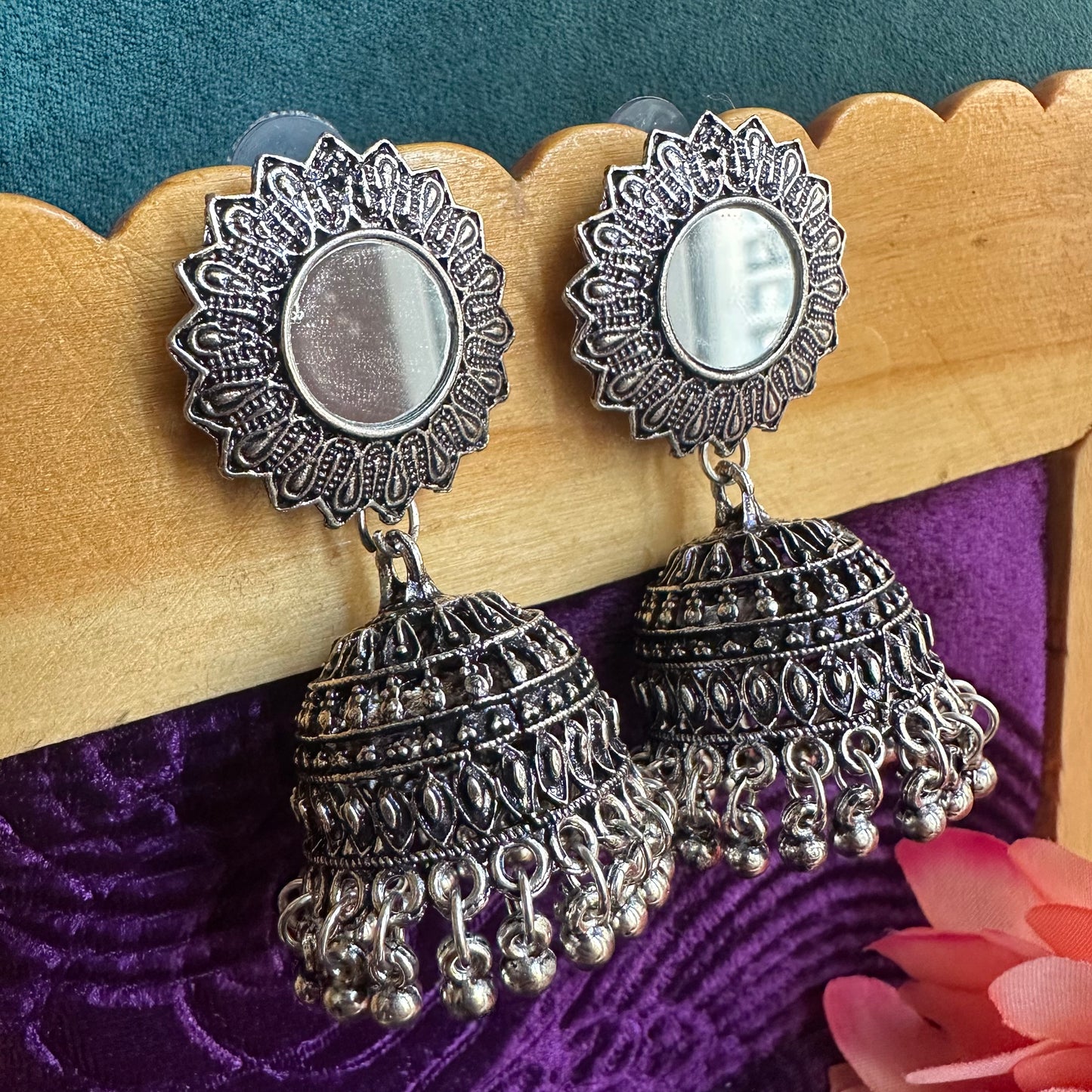 Sunflower Mirror Jhumkas