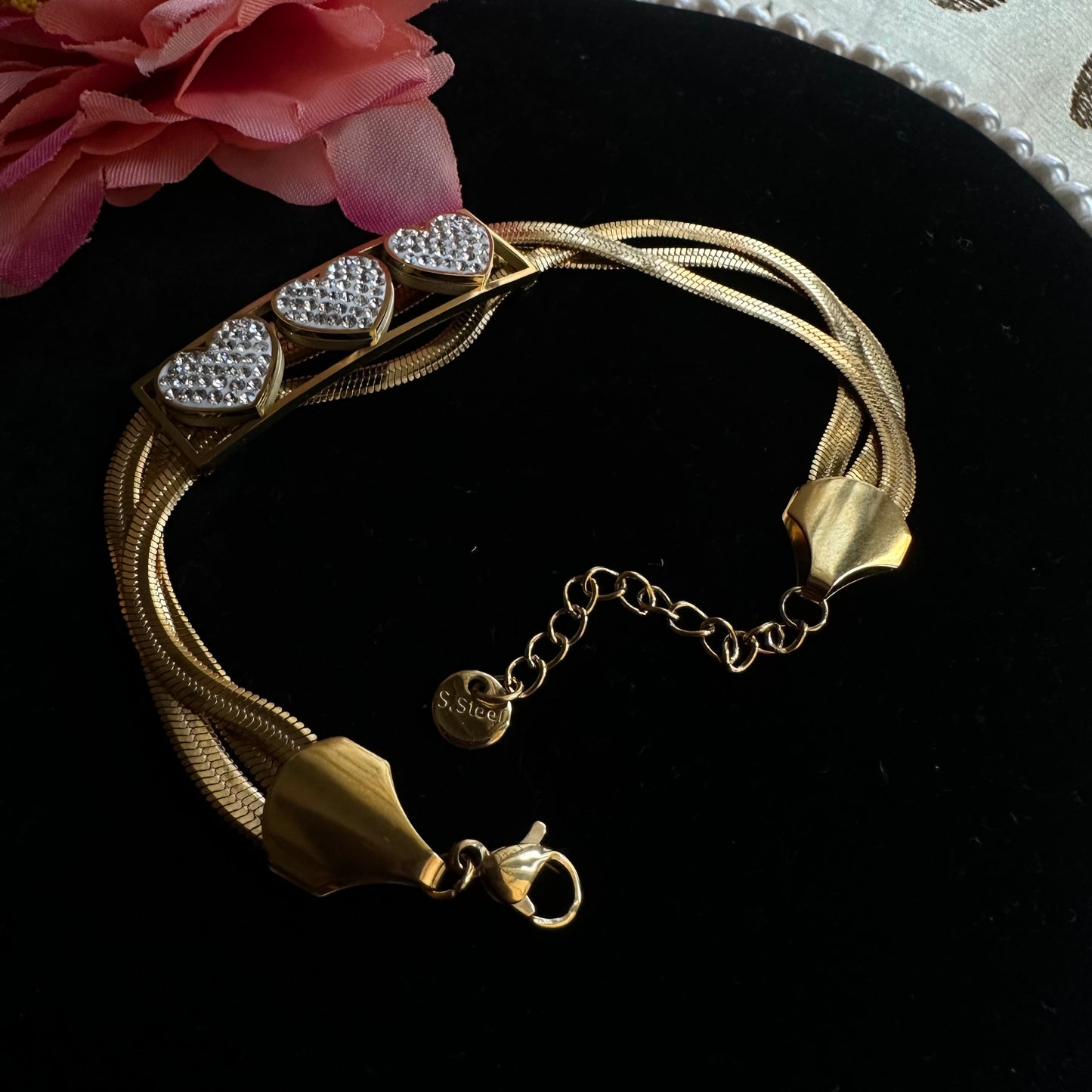 Matte Gold Heart Bracelet