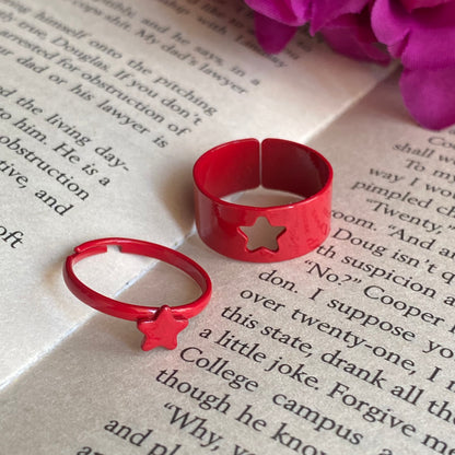 Red star cutout rings