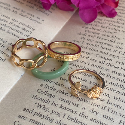 ROSE Set of 4 trendy rings