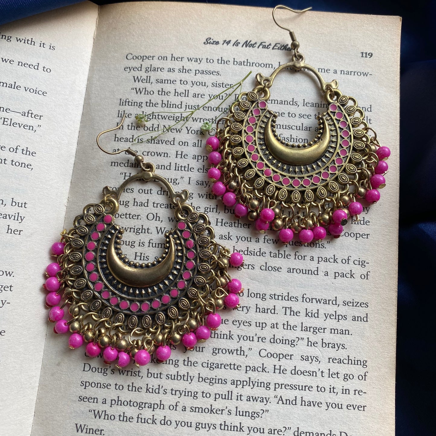 Pink oxidised chandbalis