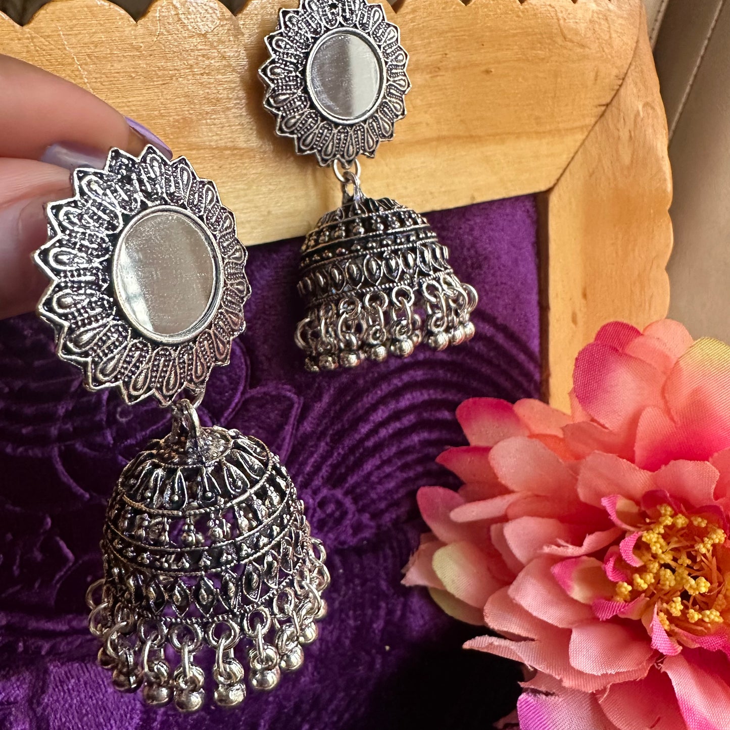 Sunflower Mirror Jhumkas