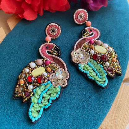 Flamingo Beaded earrings