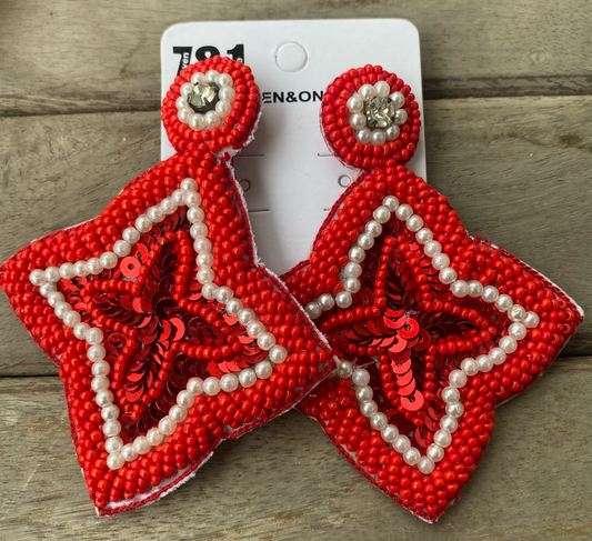 Red Square beaded earrings