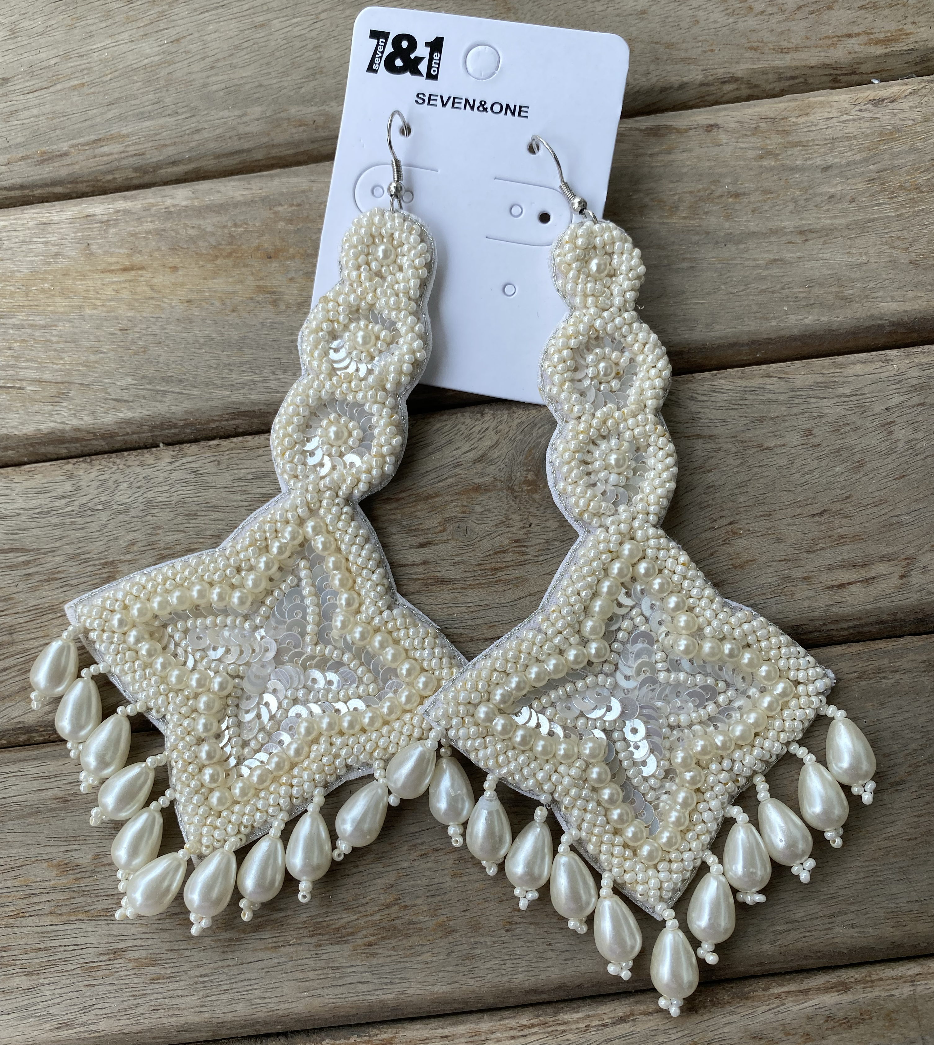 White and Turquoise Beaded Long Earrings '' - Smithsonian Folklife Festival  Marketplace